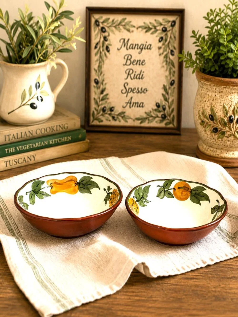 Vintage Stangl Pottery Sculptured Fruit Dessert Bowls Set of 2 Hand Painted